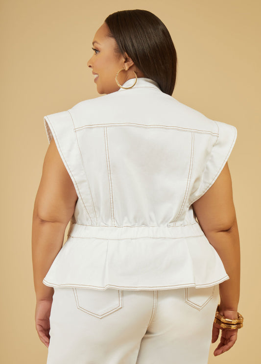 Denim Peplum Vest