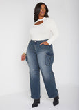 Mid Rise Cargo Jeans