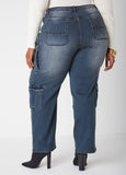 Mid Rise Cargo Jeans