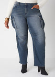 Mid Rise Cargo Jeans