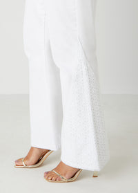 Eyelet Paneled Flared Jeans