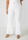 Eyelet Paneled Flared Jeans
