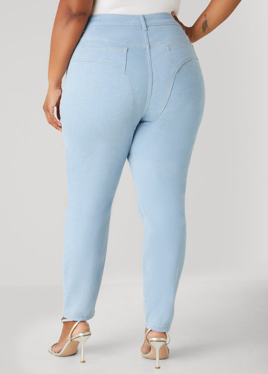 Colorblock Mid Rise Skinny Jeans