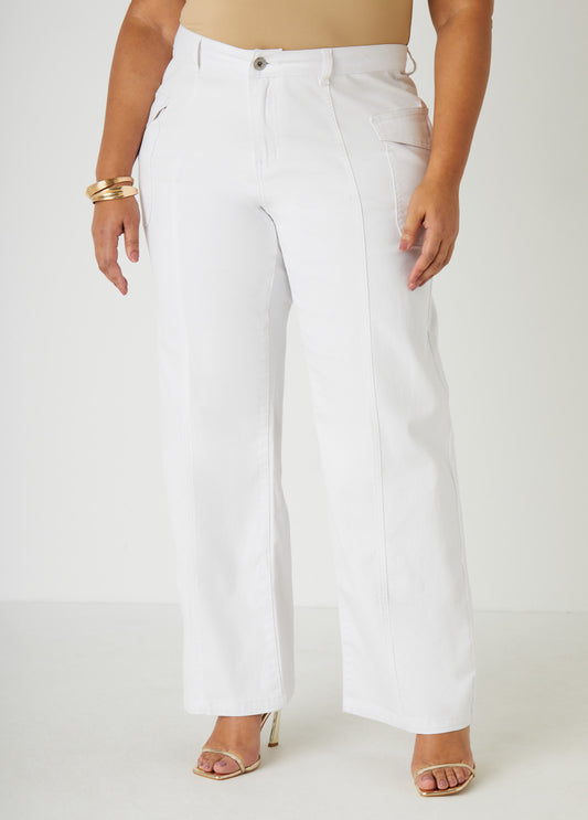 Plus Size High Rise Cargo Jeans