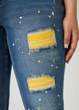 Cutout Ribbed Paneled Skinny Jeans