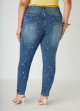 Cutout Ribbed Paneled Skinny Jeans