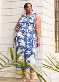 Bleached Denim Maxi Cargo Skirt