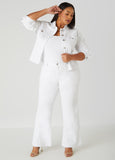 Eyelet Paneled Denim Jacket