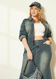 Cropped Zip Front Denim Jacket