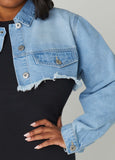 Frayed Cropped Denim Jacket