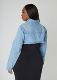 Frayed Cropped Denim Jacket
