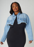 Frayed Cropped Denim Jacket