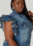 Zipper Trimmed Denim Jacket