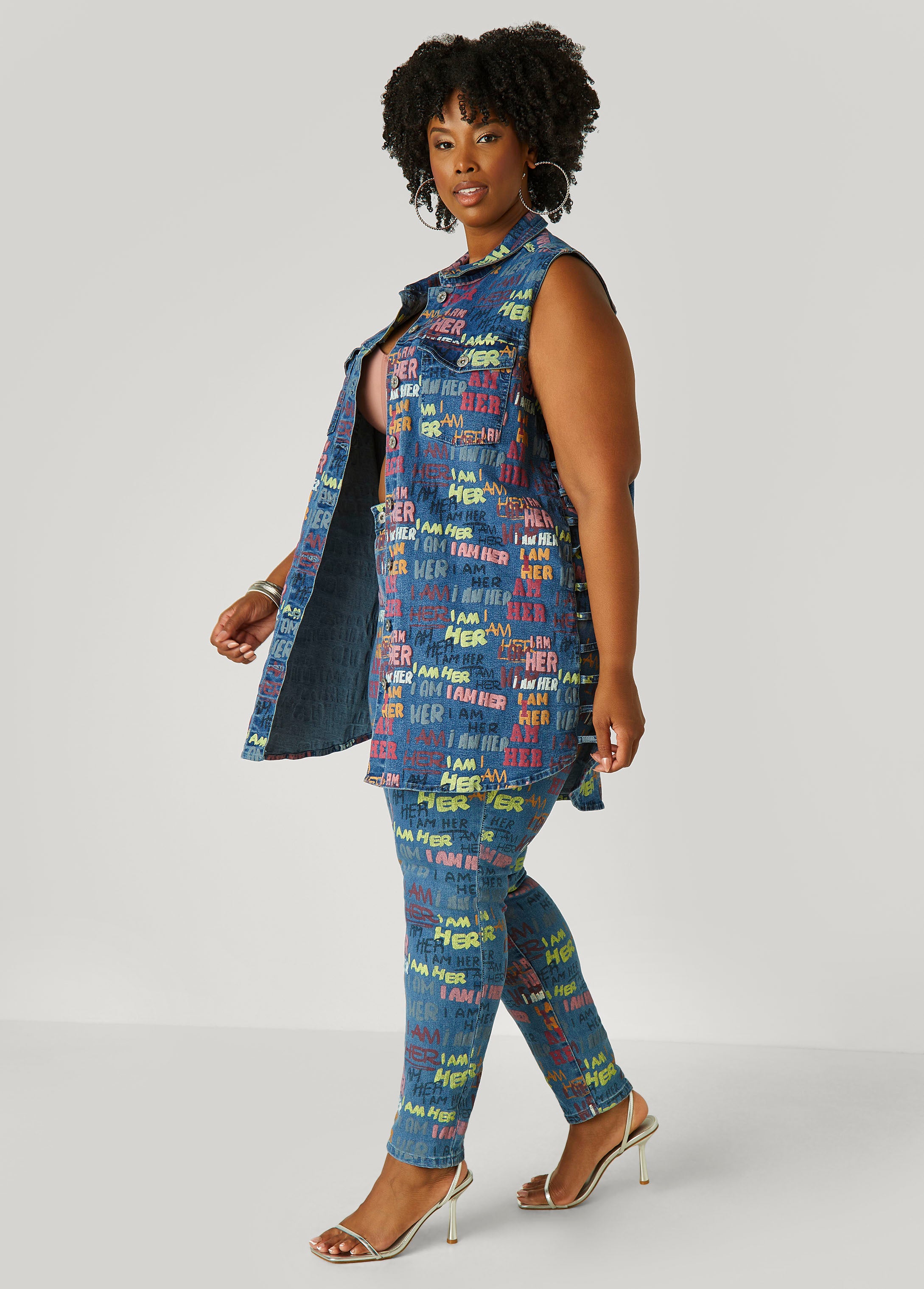 I Am Her Cutout Denim Vest