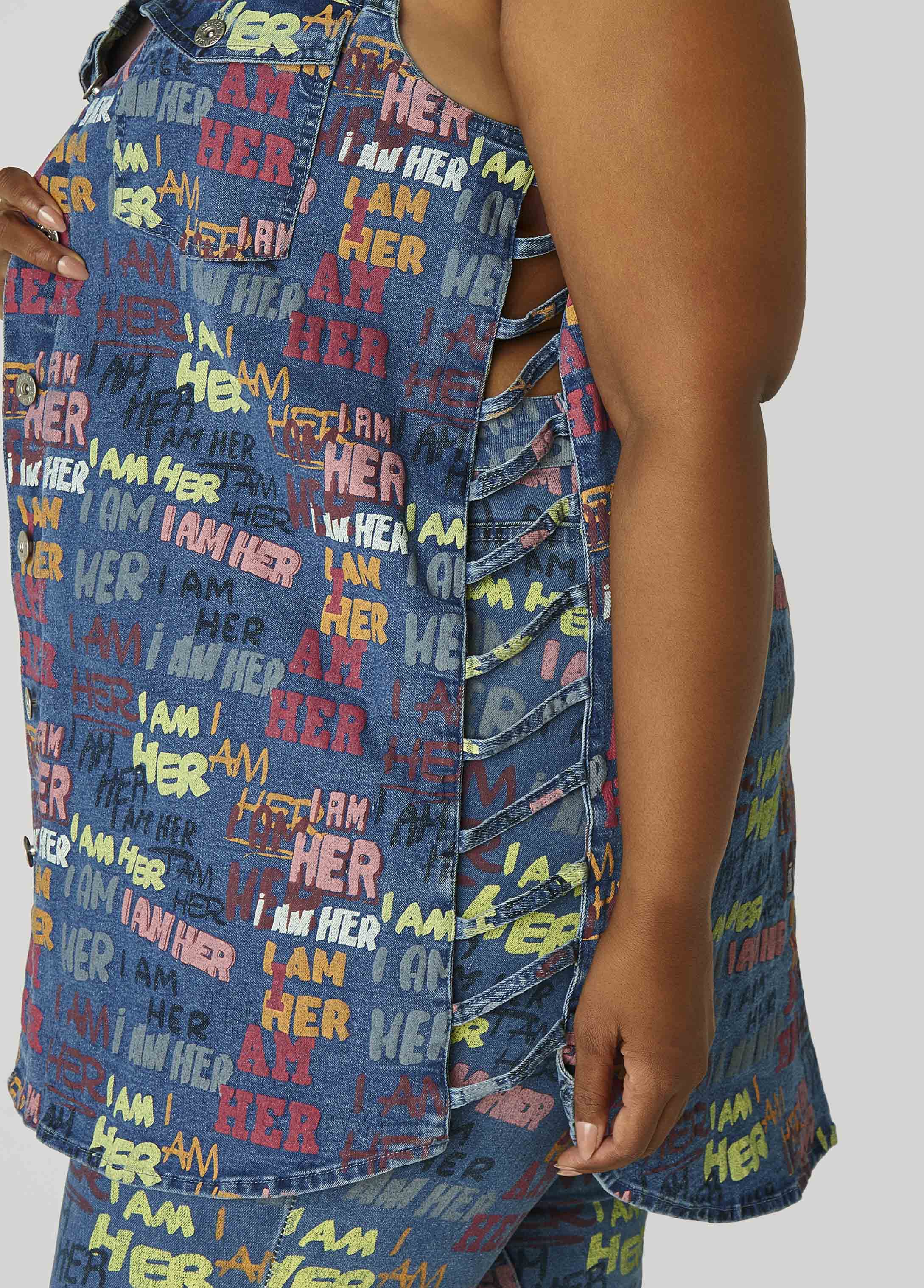 I Am Her Cutout Denim Vest