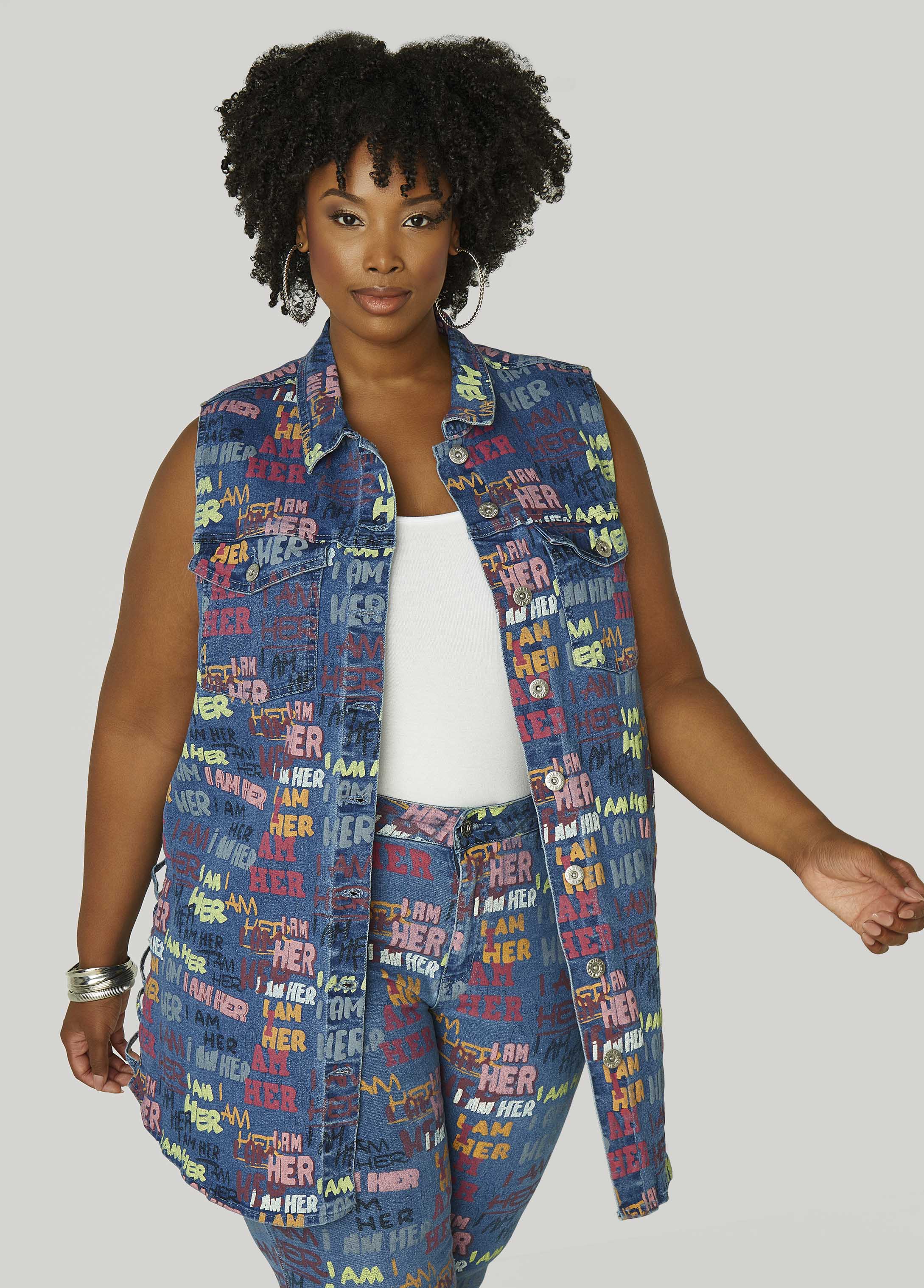 I Am Her Cutout Denim Vest