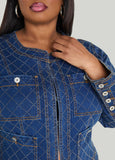 Studded Checked Denim Jacket