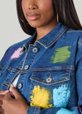 Cropped Painted Denim Jacket