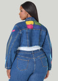 Cropped Painted Denim Jacket