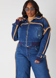 Faux Sherpa Trimmed Denim Jacket