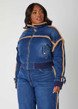 Faux Sherpa Trimmed Denim Jacket