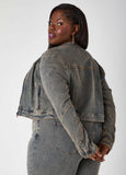 Zip Detailed Cropped Denim Jacket