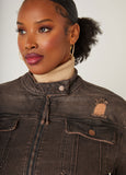 Cropped Distressed Denim Jacket