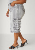 Stonewash Denim Cargo Shorts