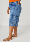 Stonewash Denim Cargo Shorts