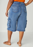 Stonewash Denim Cargo Shorts