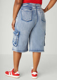 Stonewash Denim Cargo Shorts