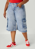 Stonewash Denim Cargo Shorts