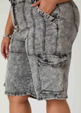 Acid Wash Denim Cargo Shorts