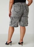 Acid Wash Denim Cargo Shorts