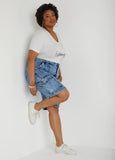 Acid Wash Denim Cargo Shorts