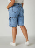 Acid Wash Denim Cargo Shorts
