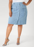 Textured Denim Cargo Skirt