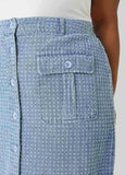 Textured Denim Cargo Skirt