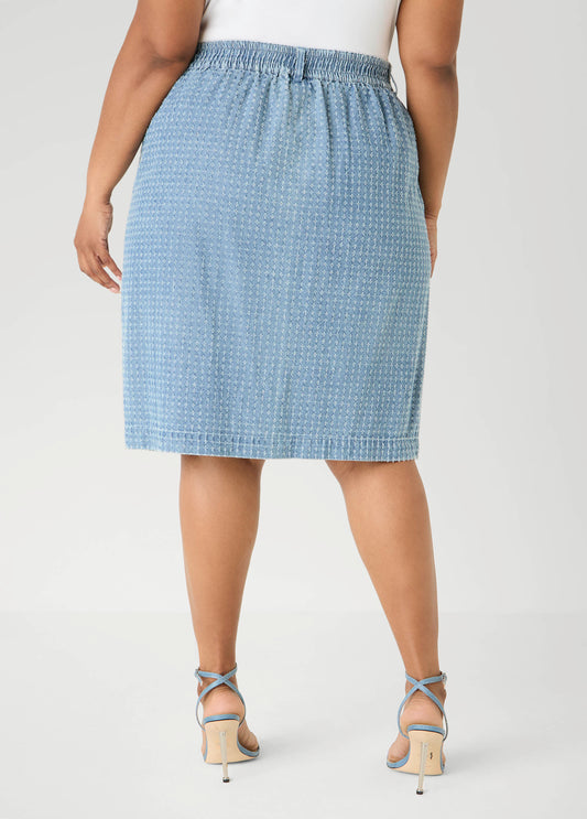 Textured Denim Cargo Skirt