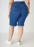 Studded Denim Bermuda Shorts