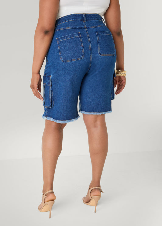 Frayed Cargo Bermuda Shorts