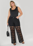 Lace Paneled Wide Leg jeans