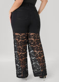 Lace Paneled Wide Leg jeans