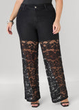 Lace Paneled Wide Leg jeans