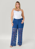 Lace Paneled Wide Leg jeans