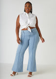 Studded High Rise Flared Jeans