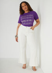 High Rise Studded Flared Jeans