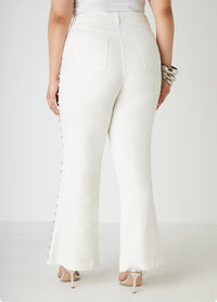 High Rise Studded Flared Jeans