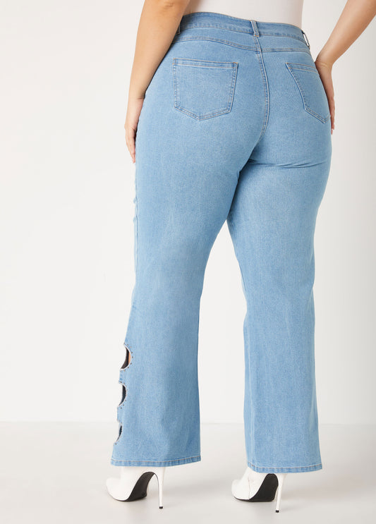Crystal Cutout Bootcut Jeans