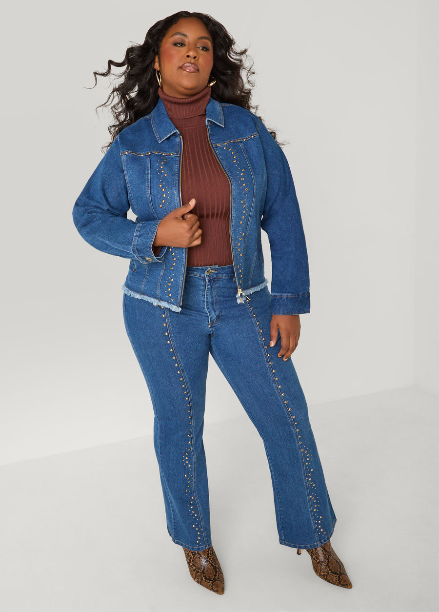 Studded Straight Leg Jeans